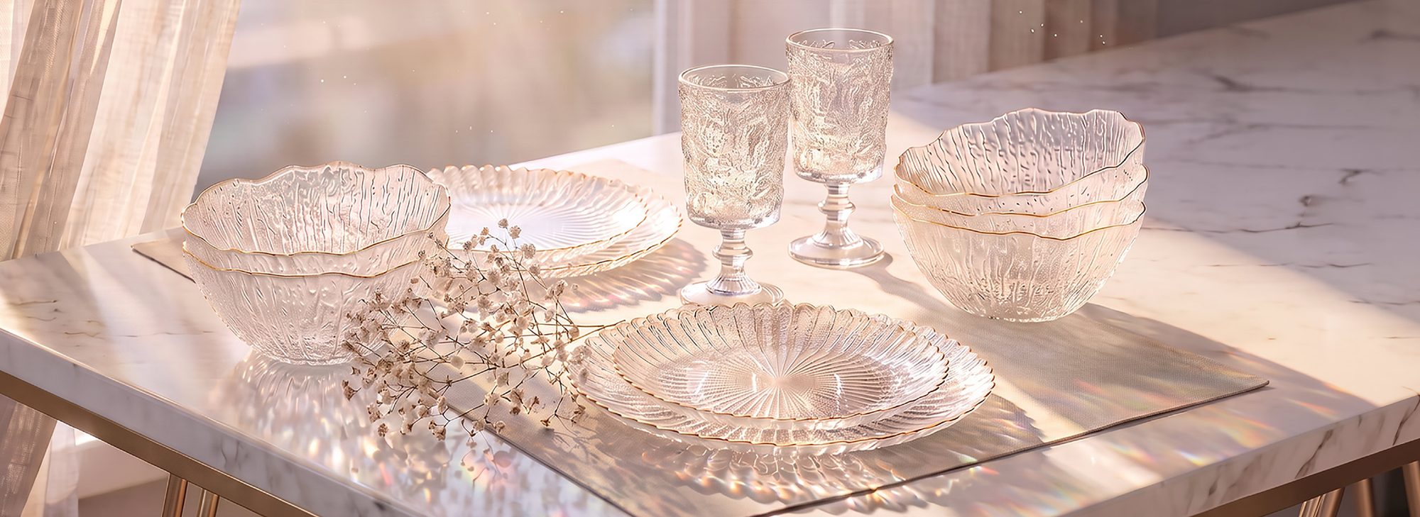 Elegant glass tableware